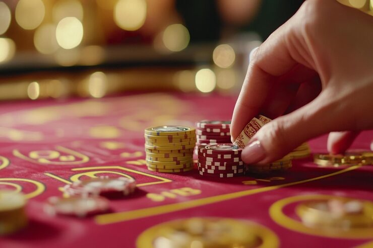 Live Dealer blackjack table with dealer and betting interface